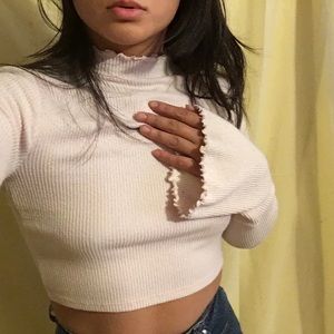 Pink Long Sleeve Crop Top